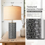 PARTPHONER 23" Modern Ceramic Table Lamp Set of 2, Table Lamps for Living Room, Rustic Farmhouse Bedside Lamps Nightstand lamp for Bedroom, Desk Lamp for End Table Home Decor Black