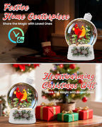 Christmas Cardinal Snow Globe Light up Lantern with 8 Songs, 6.7" White Christmas Snow Globes for Kids Adults, 6H Timer & Dual Power, Snowglobes Christmas Decorations Indoor, Gifts for Women Men