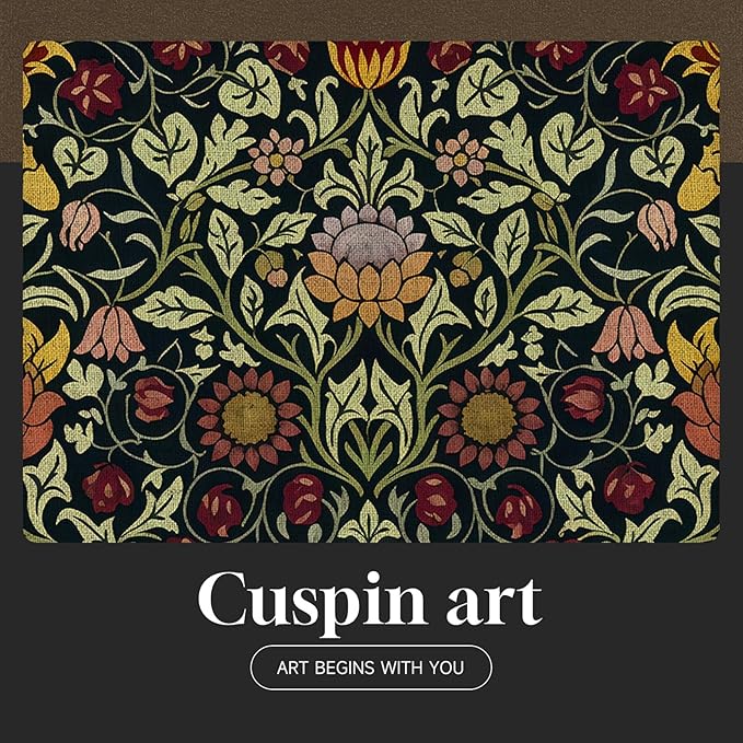 Framed William Morris Canvas Wall Art, 4 Piece Vintage Botanical Floral Bird Wall Art Decor, Retro Strawberry Thief Painting Artwork for Living Room, Bedroom, Bathroom, Office, Dining Room, 8x10