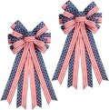 2PCS Large 4th of July Patriotic Bows for Wreath with Red White & Blue Stripe Stars Design for Front Door, Outdoor & Indoor Independence Day Decor