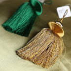 2 Pcs Decorative Tassels for Home Decor, Elegant Lamp Tassels & Door Tassels, Soft Silk-Look Hanging Tassel Accent for Table Lamps, Cabinets & Interior Styling, 4.3 Inch Tassel Ornament (Gold)