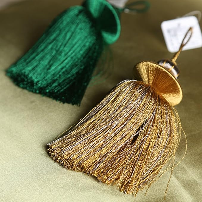 2 Pcs Decorative Tassels for Home Decor, Elegant Lamp Tassels & Door Tassels, Soft Silk-Look Hanging Tassel Accent for Table Lamps, Cabinets & Interior Styling, 4.3 Inch Tassel Ornament (Blue)