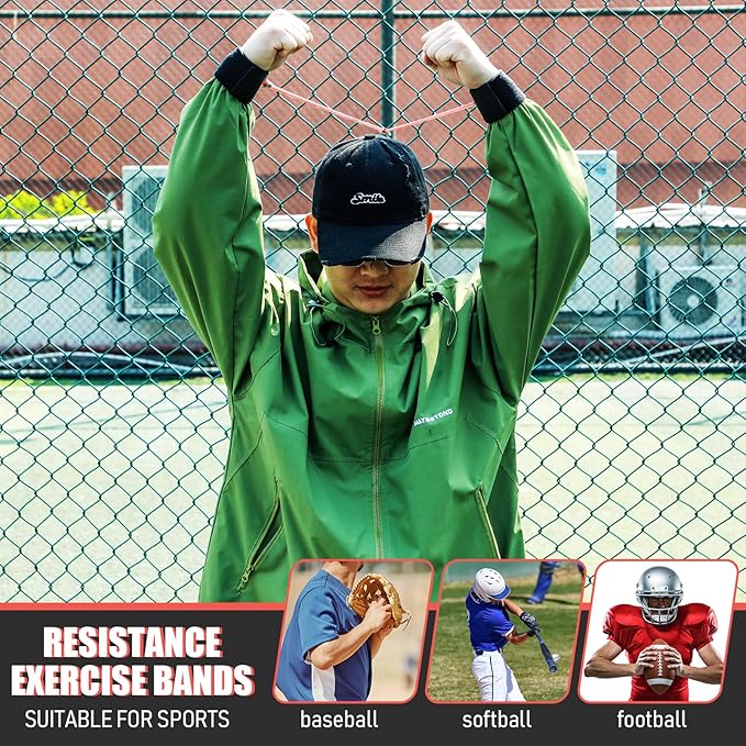 Zomiboo Baseball Bands Sports Resistance Exercise Bands Arm Strength Training Softball Baseball Pitching Training Workout Equipment for Youth Adult