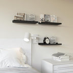 RICHER HOUSE 3 Set Floating Shelves for Wall, 16 inches Black Wall Mounted Shelves with Lip for Storage, Display Picture Ledge Shelf for Bedroom Bathroom Kitchen Living Room Decor, Modern Black
