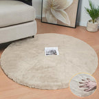 Camel Plush Shag Faux Rabbit Washable Fuzzy Fur Rugs for Living Room Bedroom Kids Circle Small Nursery Area Rug Round Rug 3ft