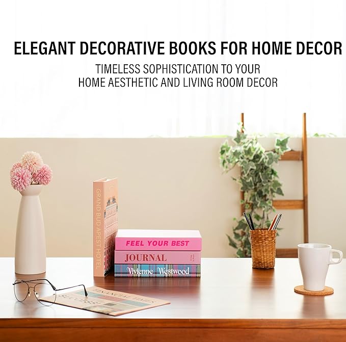 PROBENEX Velvet Medium | 4 PCS Faux Decorative Books for Home Decor | Not Real Books (Cardboard Boxes) | Coffee Table, Shelf Styling & Modern Aesthetic Accent Pieces for Living Room, Office