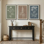 Framed Boho Botanical Wall Art for Living Room, 3 Piece Modern Farmhouse Neutral Floral Canvas Painting Prints, Minimalist Vintage Flower Plants Line Artwork for Bedroom Hallway Wall Decor, 24x36