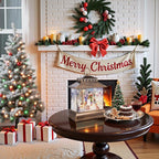 Christmas Snow Globe Lantern Water Glittering Lantern with 8 Songs & 6H Timer Romote Control Christmas Snow Globes USB & Battery Operated for Holiday Festival Decorations Gifts (Snowman and Children)