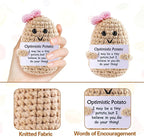 Positive Funny Crochet Potato Gifts for Girls Dad Women Men Friend,Mother's Day Easter Birthday Gifts from Daughter Son Handmade Kintted Crochet Doll with Emotional Encouragement Card Desktop Decors