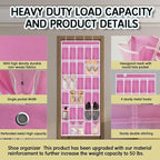 Over the Door Shoe Organizer with 30 Breathable Mesh Pockets - Large Capacity Closet Storage for Men & Women, Hanging Shoe Rack Organizer (Pink)