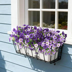 INQCMY Artificial Fake Pansy Flowers for Outdoor, 12 Pcs Faux Silk Pansies Flower for Spring Summer Decoration, UV Resistant Fake Plants for Outside Planter Porch Yard Patio Home Decor(Double Purple)