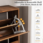 Nicetree Shoe Cabinet Storage for Entryway, 9.45" Narrow Shoe Organizer with Architectural Arched Fluted Front, Slim Shoe Rack with Adjustable Shelves,Fits Size 12 Shoes,Timeless Walnut