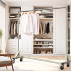 Simple Houseware Industrial Grade Z-Base Garment Rack, 500lb Load with 63 Inches Extra Long Bar, Gray