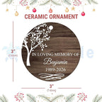 HYTURTLE Personalized Memorial Sympathy Christmas Ornament Tree Decor Gifts for Family Loss of Loved One Mom Dad Husband in Heaven - in Loving Memory Keepsake Custom Name Circle Ornament