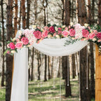 JUOPZKENN Artificial Rose Flower Swag, Wedding Arch Flowers 25in Decorative Swag Pink Peony Decorative Floral Swags Green Leaves Chair Back Flower for Wedding Arch Front Door Wall Decor(#1)