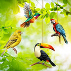 Color Bird Acrylic Hanging Ornament - 8Pcs Spring Colorful Cardinal Christmas Tree Ornaments, Flying Bird Ornament Ceiling Xmas Decoration Tote Car Interior Charms Gift for Men Women