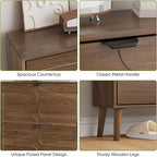 Shoe Cabinet with 2 Flip Drawers, Freestanding Shoe Storage Cabinet with Fluted Panel Design, Hidden Shoe Organizer Rack for Enterway, Hallway, Foyer, Walnut