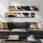 Framed Long Narrow Vertical Abstract Wall Art Set, 2 Piece Black White Gold Luxury Modern Canvas Prints Paintings Artwork for Walls, Pictures for Entryway Hallway Living Room Dining Bedroom Wall Decor