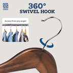 ZOBER Wooden Hangers - Heavy Duty, Non Slip Wood Hangers for Coats, Jackets, Suits, & Pants - Coat Hangers for Closet W/Bar and Notches 20 Pack