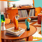 Thyle 2 Pcs Mid Century Modern Owl Statue for Home Decor Accents Resin Owl Sculpture Handmade Vintage Modern Birds Statue for Bookshelves Desk Living Room Display Collectible Gift (Retro,11.8 Inch)
