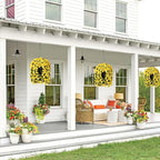HyeFlora Artificial Fake Hanging Flowers Plants for Outdoor Outside Spring Decoration, 2PCS Faux Silk UV Resistant Look Real Yellow Morning Glory Trailing Vines for Home Planter Porch Patio Balcony