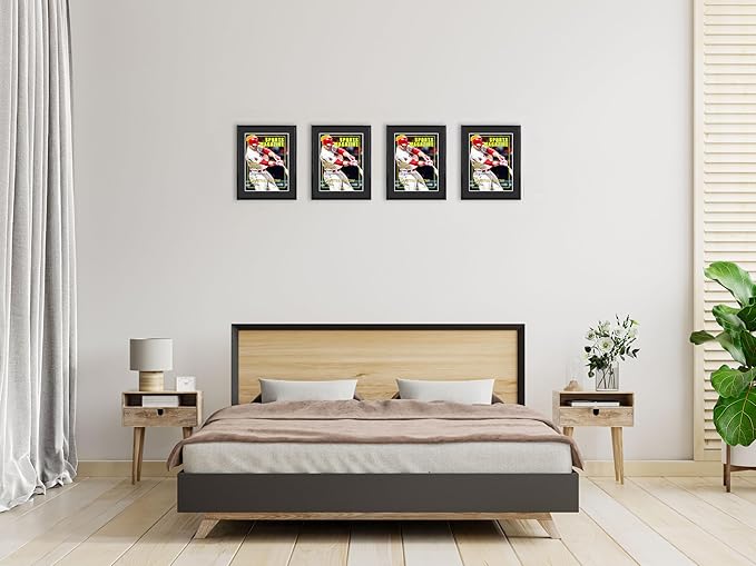 4 Packs Sports Magazine Frame Fits Measuring 8.5 x 11.25 Inch Magazine Display Frame with Black Core Matting and Installed Hangers for Wall Hanging