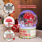 VCUTEKA Christmas Snow Globe, Musical Snow Globes for Girls with Light Up Mushroom and Squirrel, Christmas Snow Globe Decoration Gift, Battery Operated Snowglobes Christmas Décor