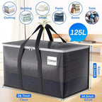 6 Pack Moving Bags Heavy Duty, Moving Boxes, Storage Bags with Zipper & Handles & Tag for College & Dorm Moving Supplies Grey Laundry Hamper Bag, Foldable Space-saving Totes (125L, Grey)