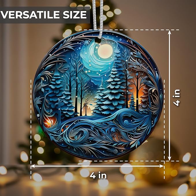 Jabihome Christmas Ornaments 2025, Exchange for Women, Men, Collectible Dated Year Ornaments for Tree, Unique Acrylic Suncatcher, Printed Stained Glass Effect Decor (Moonlit Forest)