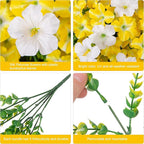 INSPRING Artificial Hanging Flowers for Outdoors Baskets Spring Fake Plants Outdoor Decoration, UV Resistant Faux Morning Glory in Planter Look Real Silk Flowers for Outside Patio Porch Balcony Garden