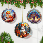 Stained Glass Snowman Ornament - Christmas Tree Decoration, Gift for Holidays
