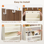 Over The Door Organizer, 7 Tier Door Hanging Organizers with 7 Large Pockets 12 Side Pockets, Behind Door Storage Hanging Shelves for Closet Bathroom Bedroom Nursery