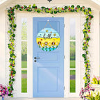 JUESMOS Hello Summer Door Decorations 11.5" Round Sunflowers Welcome Sign for Front Door Decor Farmhouse Hello Summer Hanger Sign for Porch Wreaths Home Office Wall Decorations