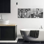 Framed Funny Movie Bathroom Canvas Wall Art Set of 2 – Black and White Vintage Comedy Movies Wall Decor, Humor White Chicks Posters Prints for Bathroom Toilet Humour Signs – 12X16in