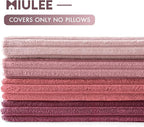 MIULEE Pack of 4 Purple Pink Valentines Corduroy Decorative Throw Pillow Covers 20x20 Inch Soft Boho Striped Pillow Covers Modern Farmhouse Spring Home Decor for Sofa Living Room Couch Bed