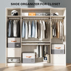 Dayacoco 1 Pack Shoe Organizer for Closet, Fits Up to 16 Pairs, Foldable Shoe Storage Organizer, shoe containers with Clear Cover, Large Shoe Boxes Boot Storage, Adjustable Dividers