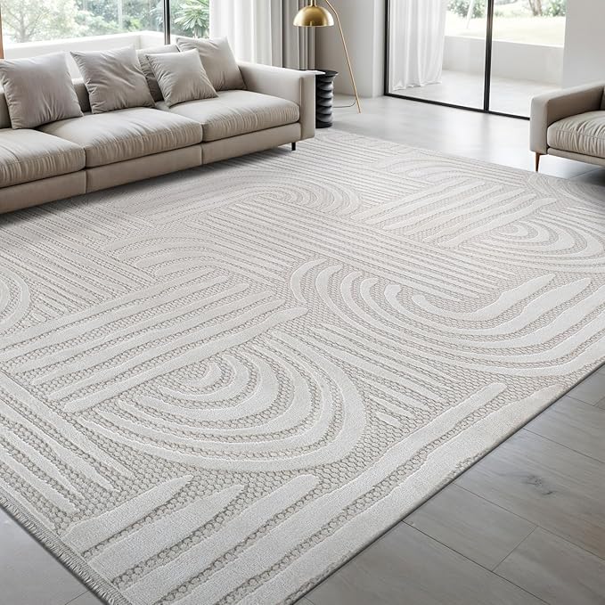 Modern Indoor Rug Orbit 5x7 Area Rugs for Living Room Luxury Kitchen Bedroom Durable Soft Geometric Durable Low and High Pile Stain Resistant Non Shedding Area Carpet 5x7