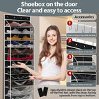 PAULONE 12 Pocket Over the Door Shoe Organizer,Reusable Breathable Large Mesh Bag Men's & Women's Sneaker Organizer,Shoe Organizer for Kids,Hanging Shoe Storage Hanging Bag (Black)