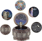 Vintage Music Box Constellation Style Plays Always with Me Tune, Goddess Rotating Musical Box Sankyo 18-Note Wind Up Hand-Painted Collectible Zodiac Gift for Christmas Birthday