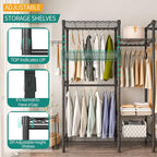 Heavy Duty Garment Rack, Portable Wardrobe Clothes Rack Freestanding Adjustable Clothing Rack with 7 Tiers Adjustable Wire Shelving and 4 Hanger Rods, Max Load 920LBS
