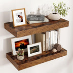 Venusmiles Floating Shelves for Wall, 24 Inch Wide x 12 Inch Deep Floating Shelves, Long Wood Floating Wall Shelf Shelves for Living Room Bathroom Bedroom Kitchen Home - (Brown, 24" W x 12" D x 2" H)