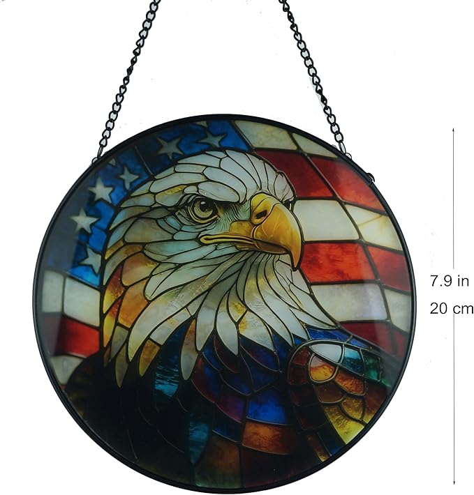 Remorelt Wolf Eagle Bear Dream Catcher Bedroom Wall Decor, Christmas Home Decoration, Room Accessory, White Moon Feather Decoration - Unique Home Craft Wall Pendant (Eagle Suncatcher)