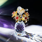 Crystal Bird & Forget-Me-Not Flower Figurine,3x4 inch Glass Flower Collectible Ornaments for Home Decor Table Centerpiece Glass Bouquet Flowers Keepsake Gifts for Women （Yellow）