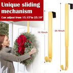 Wreath Door Hanger, Adjustable Wreath Hangers for Front Door from 15 to 25 Inch, Non Scratch Over the Door Hooks, 20lbs Metal Hook Perfect for Heavy Easter Halloween Christmas Wreaths Home Decorations