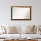 Amanti Art Bronze Wall Mirror 29x41 Manhattan Bronze Rectangle Bathroom Mirror for Wall Decor Living Room, Large Traditional Wood Frame, Hangs Horizonally and Vertically, Bathroom Decor, Beveled Edge