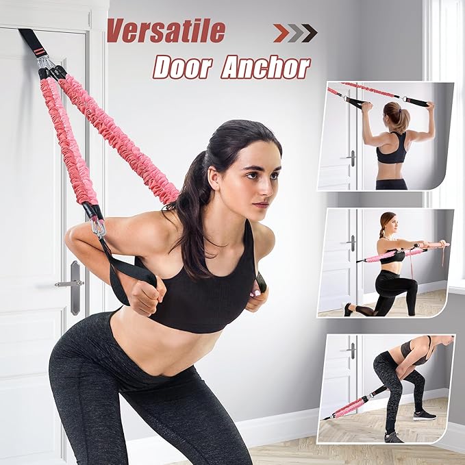 Upgraded Pilates Bar Kit with Resistance Bands Natural Latex for Women & Men, Heavy-Duty Stainless Steel Multifunctional Yoga Pilates Stick for Home Gym Exercise Fitness Equipment Full-Body Workouts