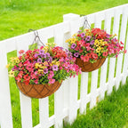16 Bundles Artificial Flowers for Outdoor Realistic Faux Flower Spring Summer Garden Home Decoration, Hanging Daisy with Eucalyptus Leaves Fake Plants Greenery Balcony Porch Patio Front Door Decor