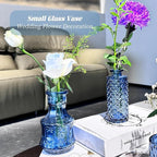 Mini Bud Vases Centerpieces for Tables,Clear Bud Vases for Flowers,Small Flower Vases Suitable for Birthday Party,Anniversary,Wedding Reception,Baby Shower (Blue, 12PCS)