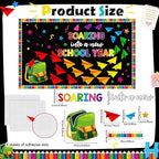 Pajean Soaring Into a School Year Bulletin Board Set Colorful Paper Plane Classroom Decorations Backpack Plane Name Tag Cutout with Pencil Border for Door Wall Chalkboard Decor Back to School Supplies
