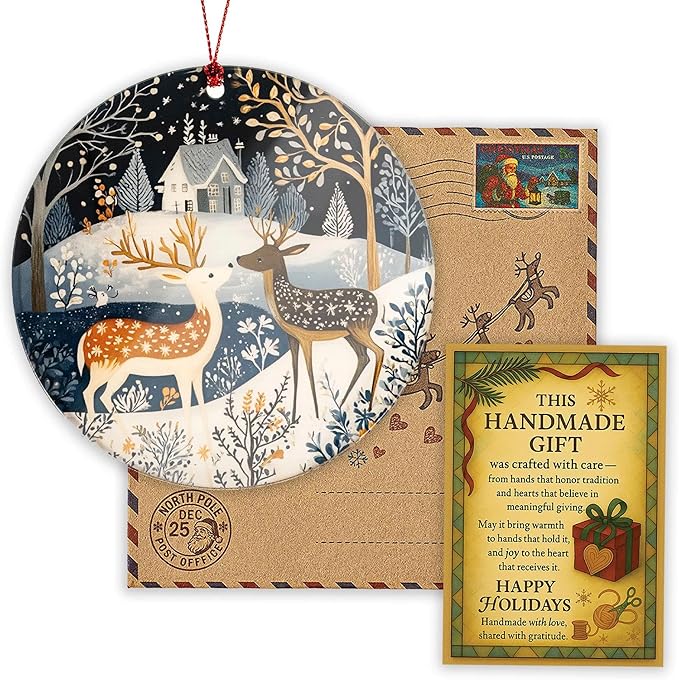 Reindeer Ornaments, Scandinavian Christmas Ornaments, Dated Christmas Ornament 2026, Ornament Keepsake for Women Men and Friends, Reindeer Christmas Decoration Hanging for Family